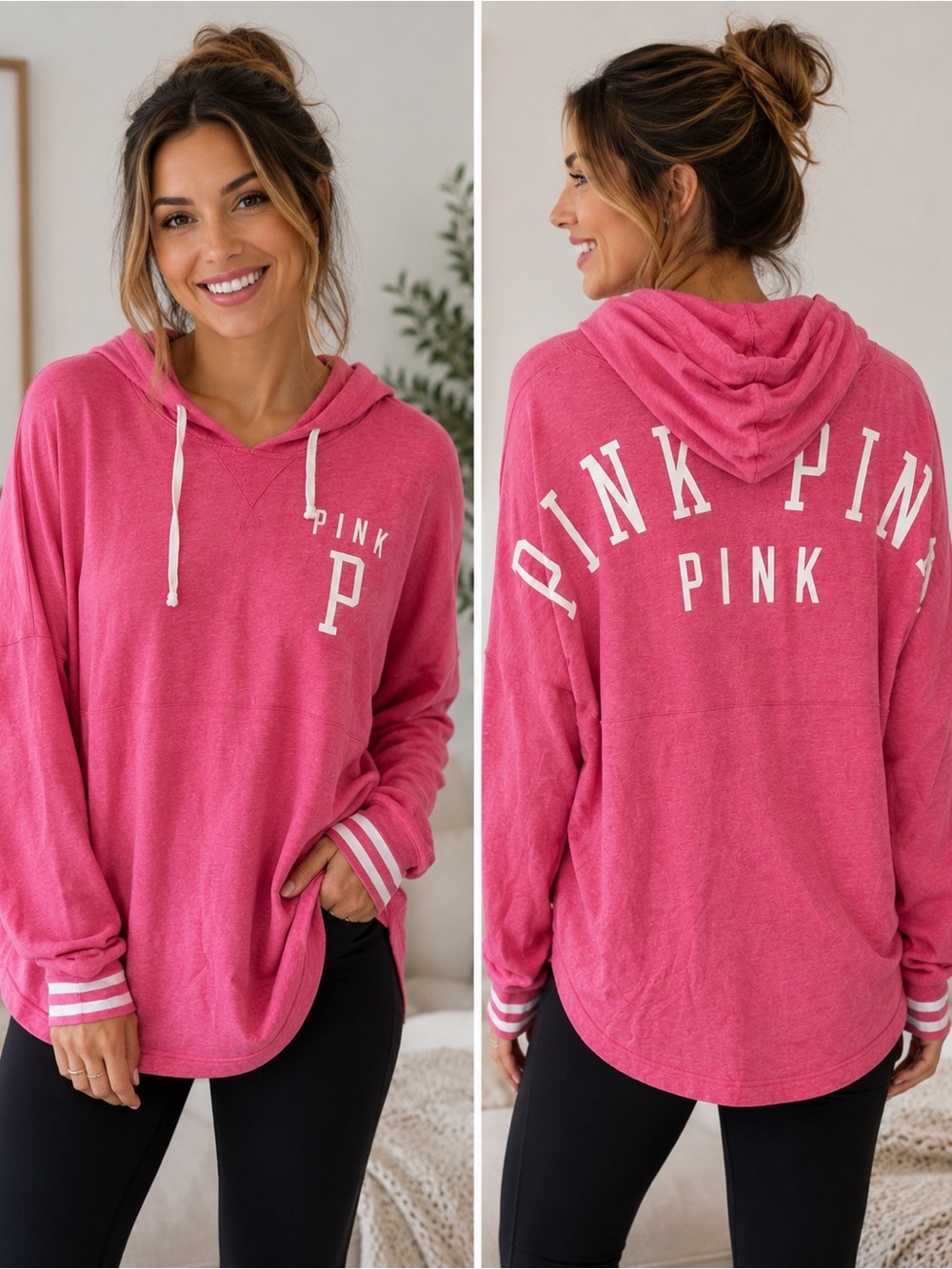 PINK Victoria's Secret Pink Hoodie Pullover Logo Sweatshirt Medium Cozy